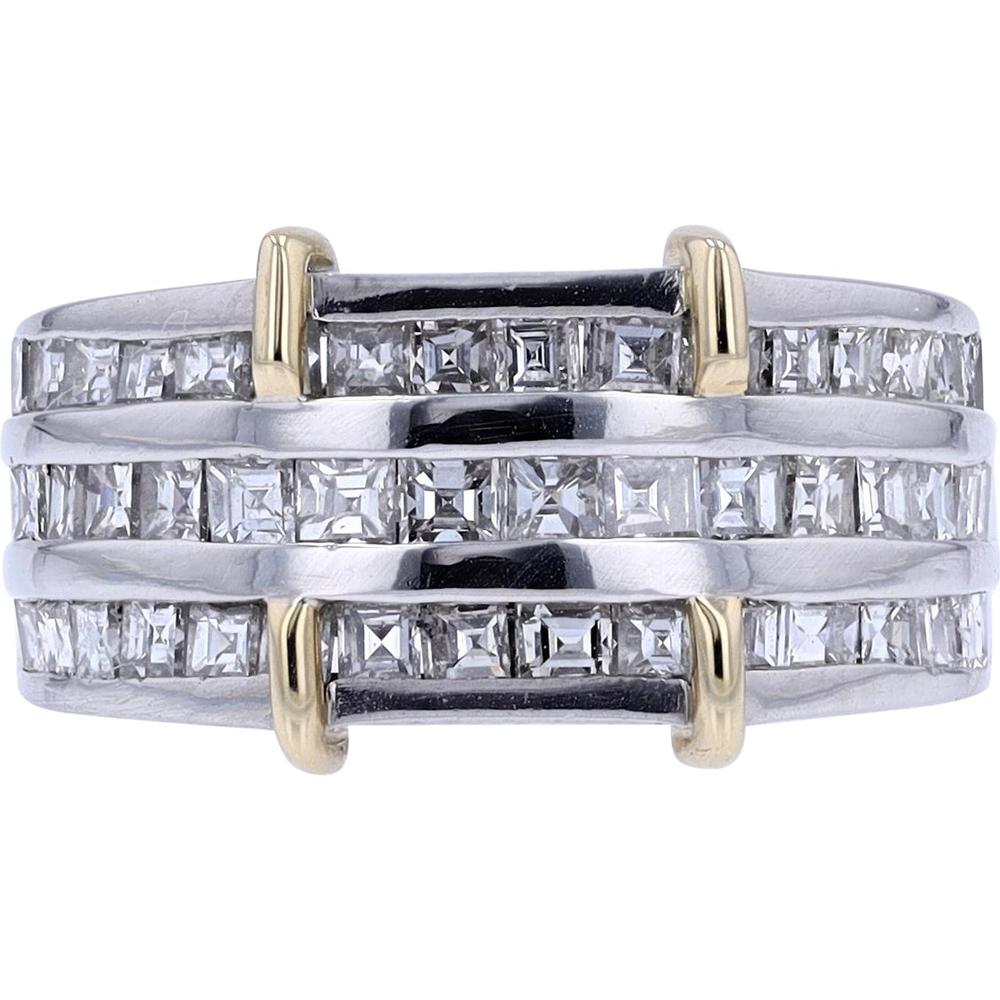 Platinum & 18K Yellow Gold Multi-Row Diamond Band - 1.40 Carats Total Diamond Weight
