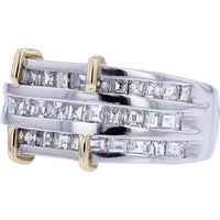 Platinum & 18K Yellow Gold Multi-Row Diamond Band - 1.40 Carats Total Diamond Weight