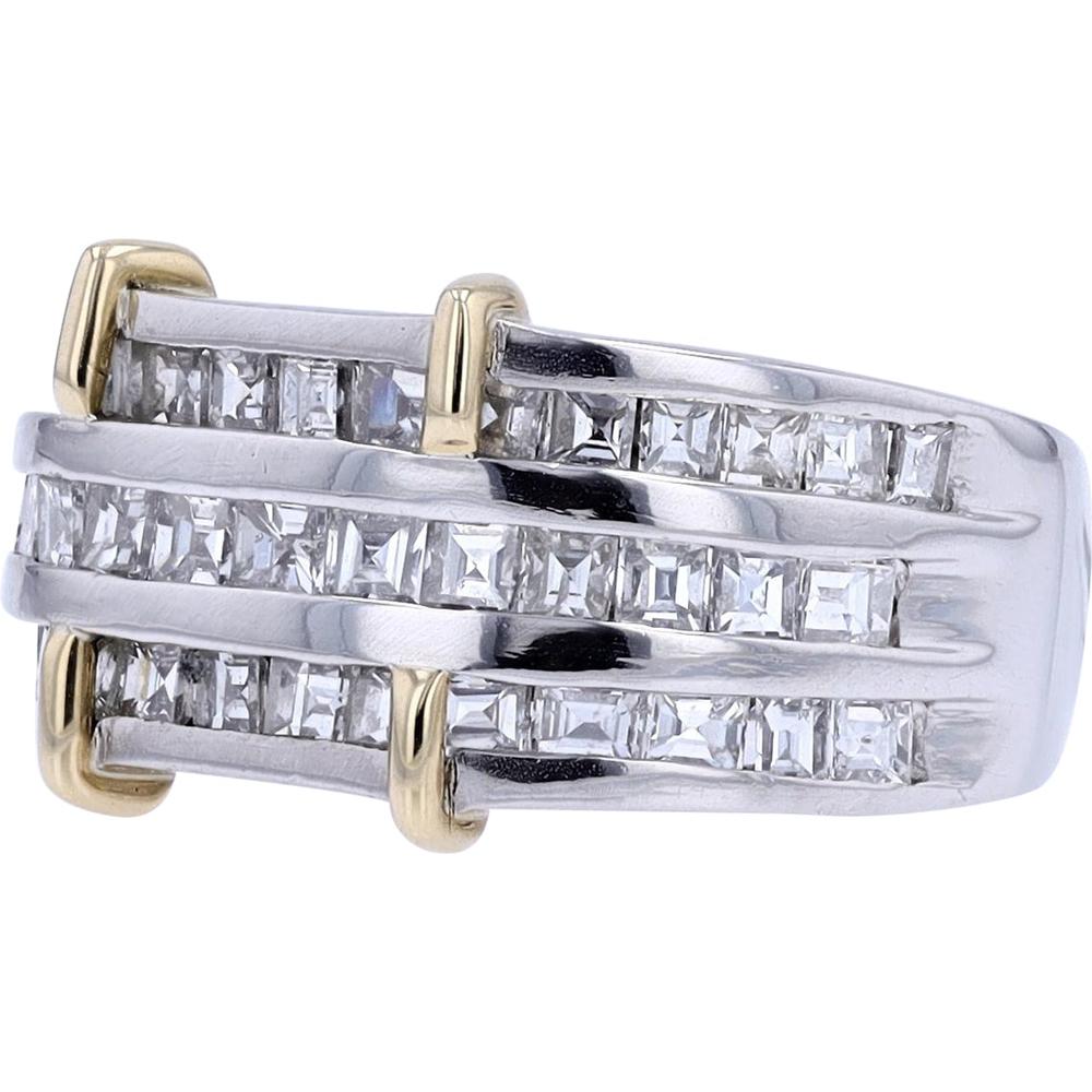Platinum & 18K Yellow Gold Multi-Row Diamond Band - 1.40 Carats Total Diamond Weight