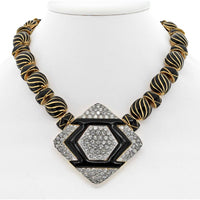 Platinum & 18K Yellow Gold Necklace with 16 Carat Diamond, Black Onyx, and Enamel Accents - David Webb