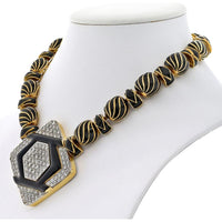 Platinum & 18K Yellow Gold Necklace with 16 Carat Diamond, Black Onyx, and Enamel Accents - David Webb