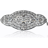 Platinum Antique Openwork Brooch with Round-Cut Diamonds - 3.00 Carats Total Diamond Weight