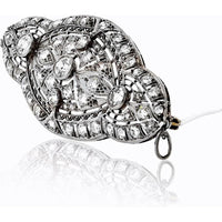Platinum Antique Openwork Brooch with Round-Cut Diamonds - 3.00 Carats Total Diamond Weight
