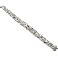 Platinum Art Deco Bracelet with 8.50 Carats Total Diamond Weight and Emerald Accents