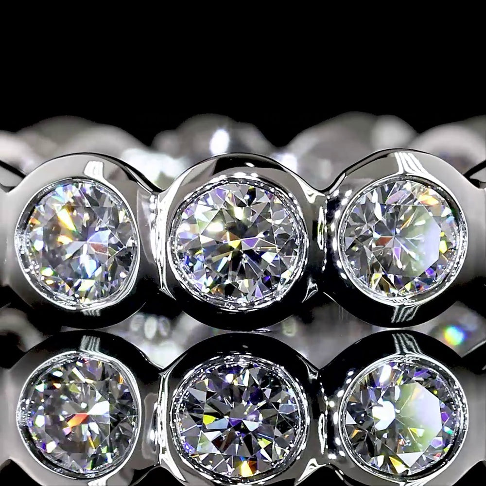 Platinum Bezel Set Round Lab Diamond Eternity Band - 1.58 Carat Total Weight E-F Color VS1 Clarity - Covaloro Fine Jewelry