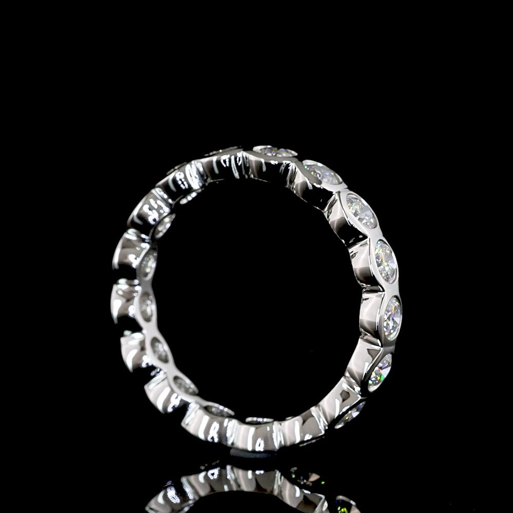 Platinum Bezel Set Round Lab Diamond Eternity Band - 1.58 Carat Total Weight E-F Color VS1 Clarity - Covaloro Fine Jewelry