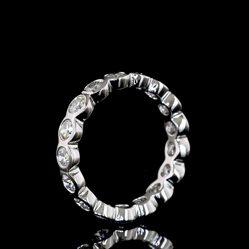 Platinum Bezel Set Round Lab Diamond Eternity Band - 1.58 Carat Total Weight E-F Color VS1 Clarity - Covaloro Fine Jewelry