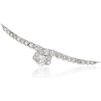 Platinum Brooch with 3.00ctw Antique Old Mine Diamonds and 1.00 Carat Center Stone