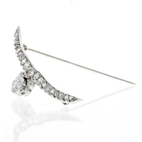 Platinum Brooch with 3.00ctw Antique Old Mine Diamonds and 1.00 Carat Center Stone