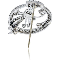 Platinum Brooch with Round and Baguette Diamonds in Floral Spray Motif - 4.00 Carat Total Diamond Weight