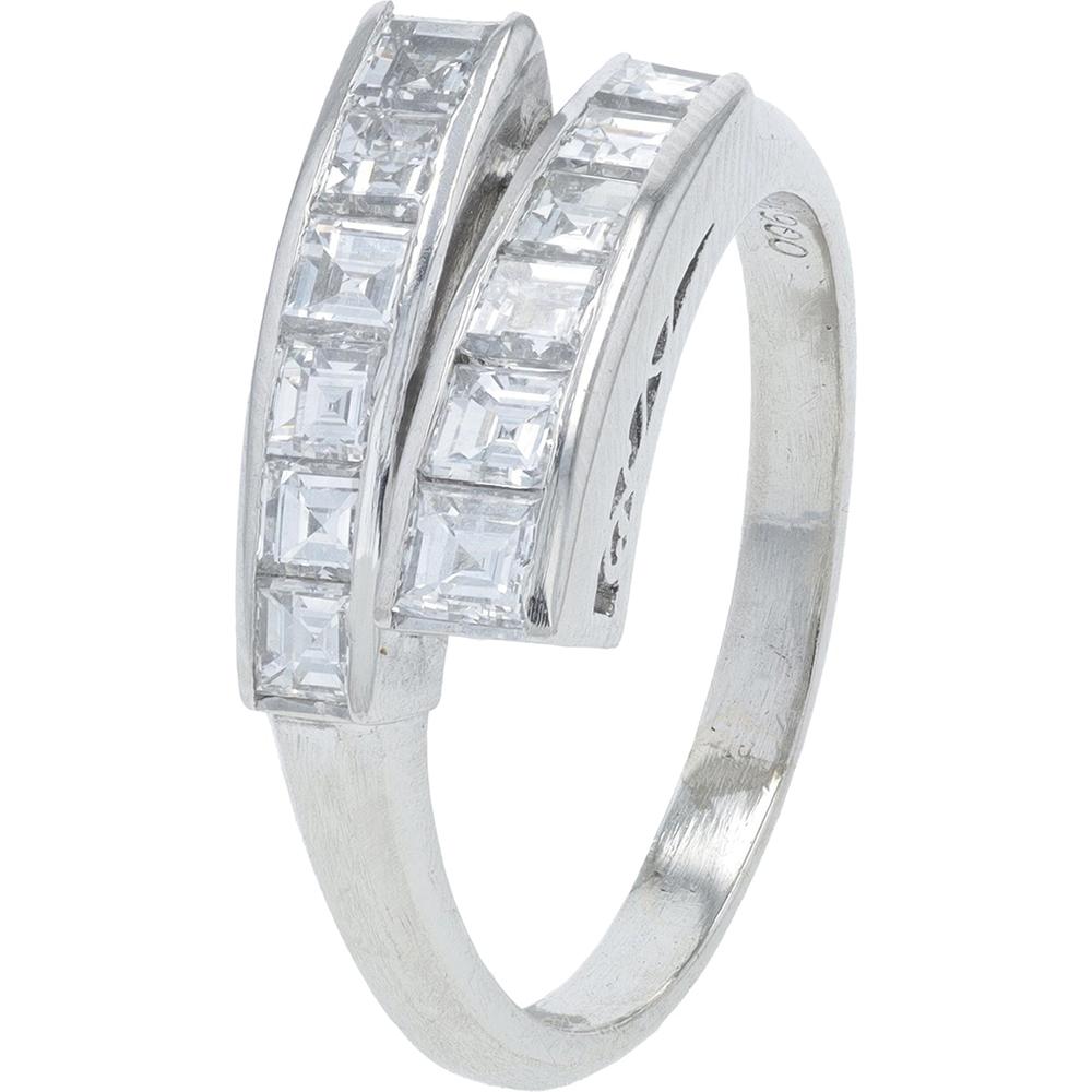 Platinum Bypass Band with Channel-Set Square Diamonds - 1.17 Carat Total Diamond Weight