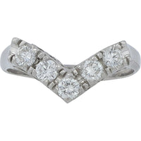Platinum Chevron Band with Milgrain Detail and Round Brilliant Diamonds - 0.40 Carat Total Diamond Weight
