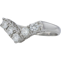 Platinum Chevron Band with Milgrain Detail and Round Brilliant Diamonds - 0.40 Carat Total Diamond Weight