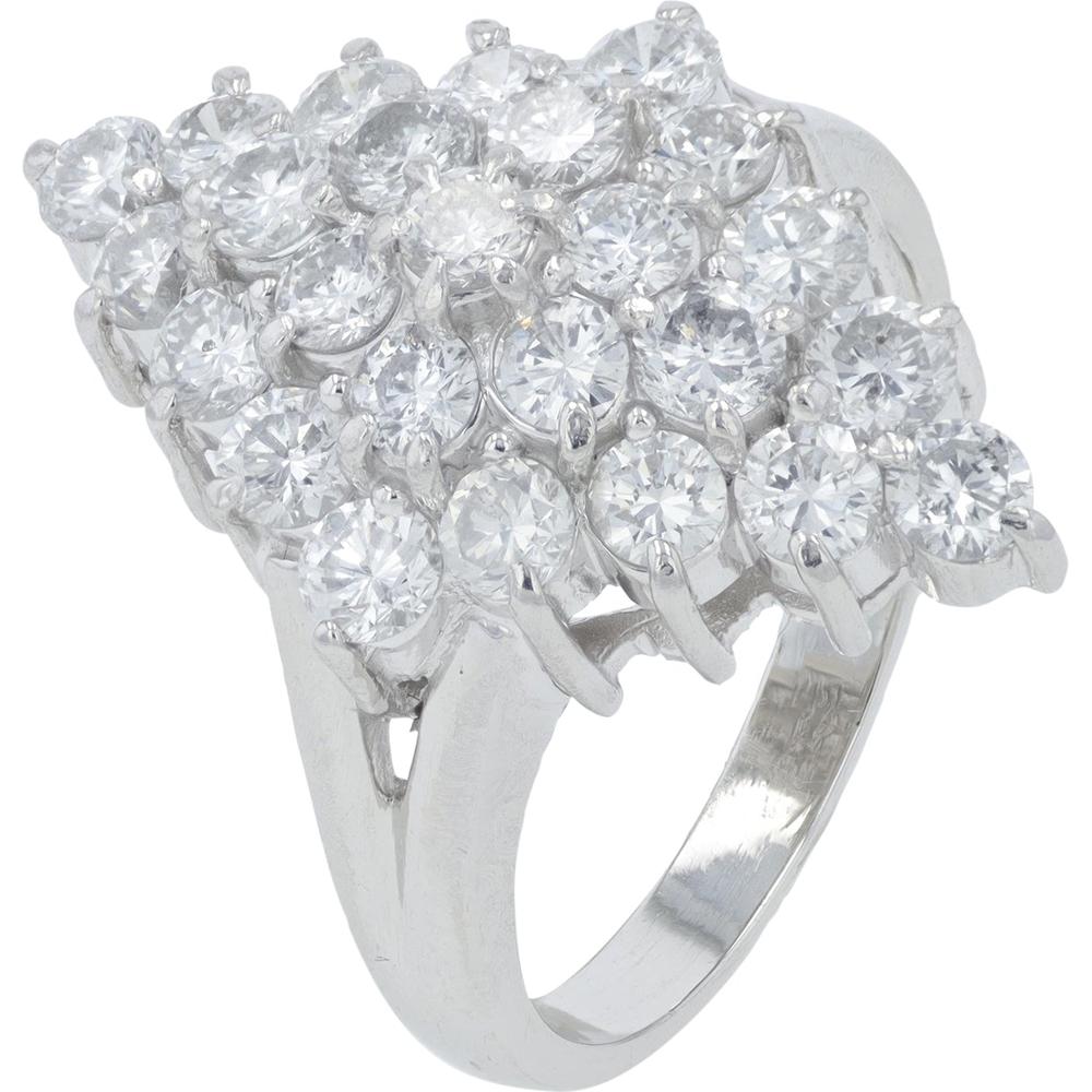 Platinum Cluster Ring with Prong-Set Round Diamonds - 2.01 Carats Total Diamond Weight