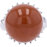 Platinum Coral Ring with Diamond Accents - 0.50 Carat Total Diamond Weight