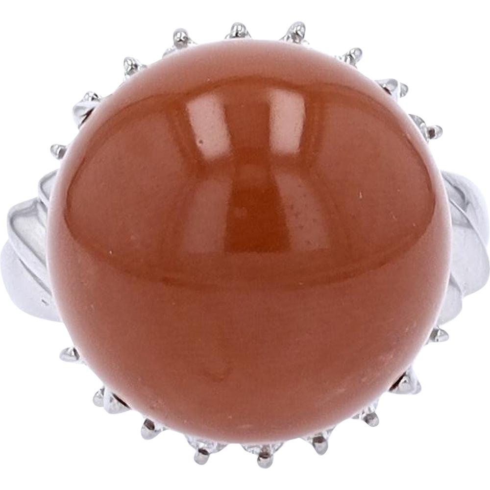 Platinum Coral Ring with Diamond Accents - 0.50 Carat Total Diamond Weight