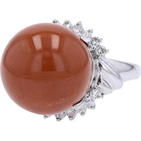 Platinum Coral Ring with Diamond Accents - 0.50 Carat Total Diamond Weight