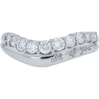 Platinum Curved Contour Diamond Band with Round-Cut Prong Set Diamonds - 0.50 Carat Total Diamond Weight