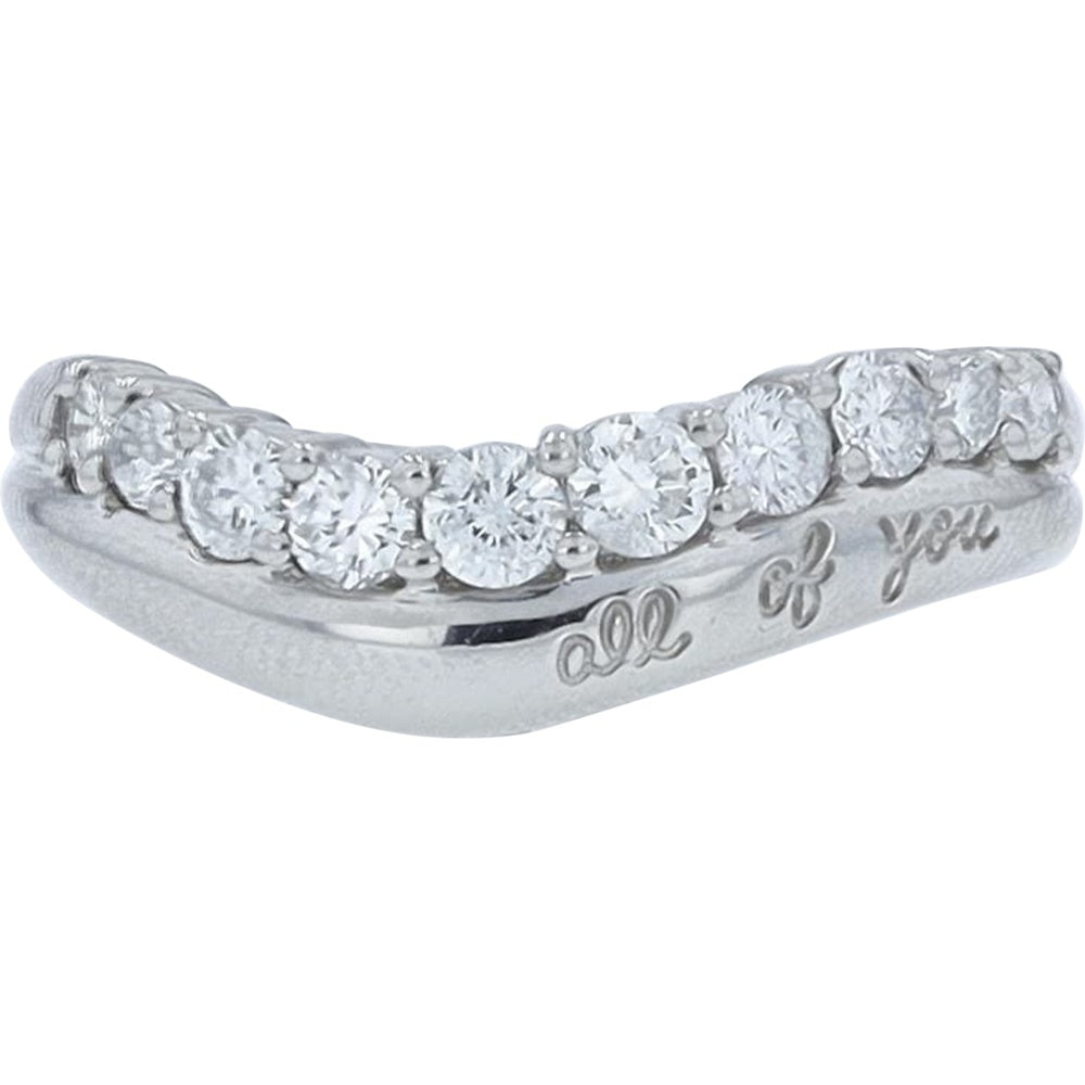 Platinum Curved Contour Diamond Band with Round-Cut Prong Set Diamonds - 0.50 Carat Total Diamond Weight