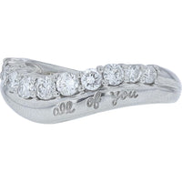 Platinum Curved Contour Diamond Band with Round-Cut Prong Set Diamonds - 0.50 Carat Total Diamond Weight