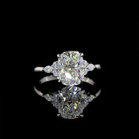 Platinum Cushion Brilliant Cut Lab Diamond Ring with Marquise and Round Side Stones - 2.83 Carat Total Diamond Weight, F VS1 - Covaloro Fine Jewelry