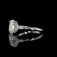 Platinum Cushion Brilliant Cut Lab Diamond Ring with Marquise and Round Side Stones - 2.83 Carat Total Diamond Weight, F VS1 - Covaloro Fine Jewelry