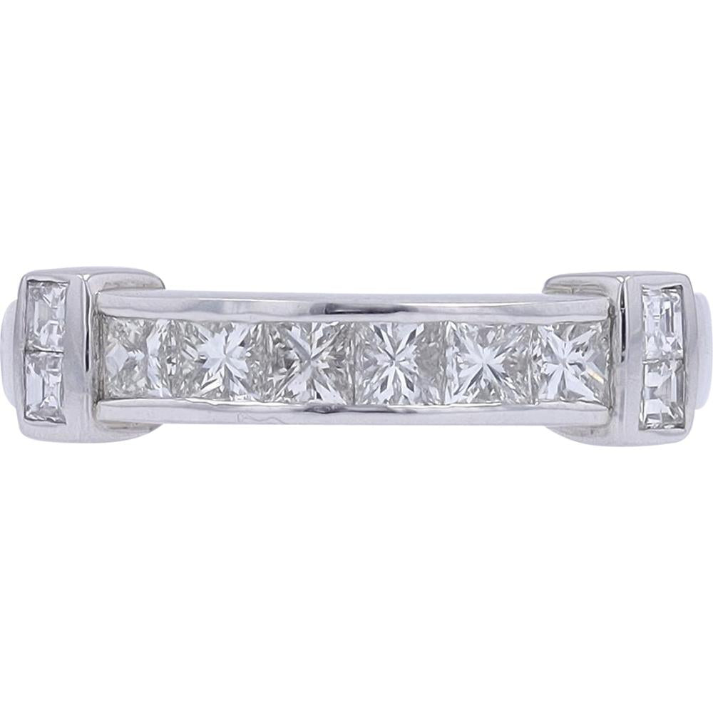 Platinum Diamond Band with 1.03 Carat Total Weight Radiant Diamonds