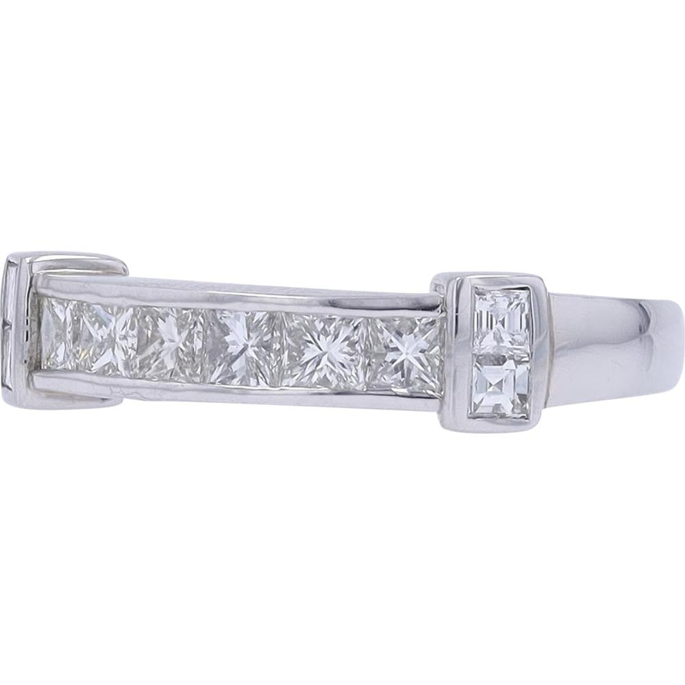 Platinum Diamond Band with 1.03 Carat Total Weight Radiant Diamonds