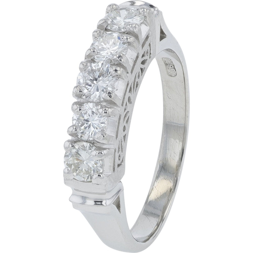 Platinum Diamond Band with Prong Set Round Diamonds - 0.84 Carat Total Diamond Weight