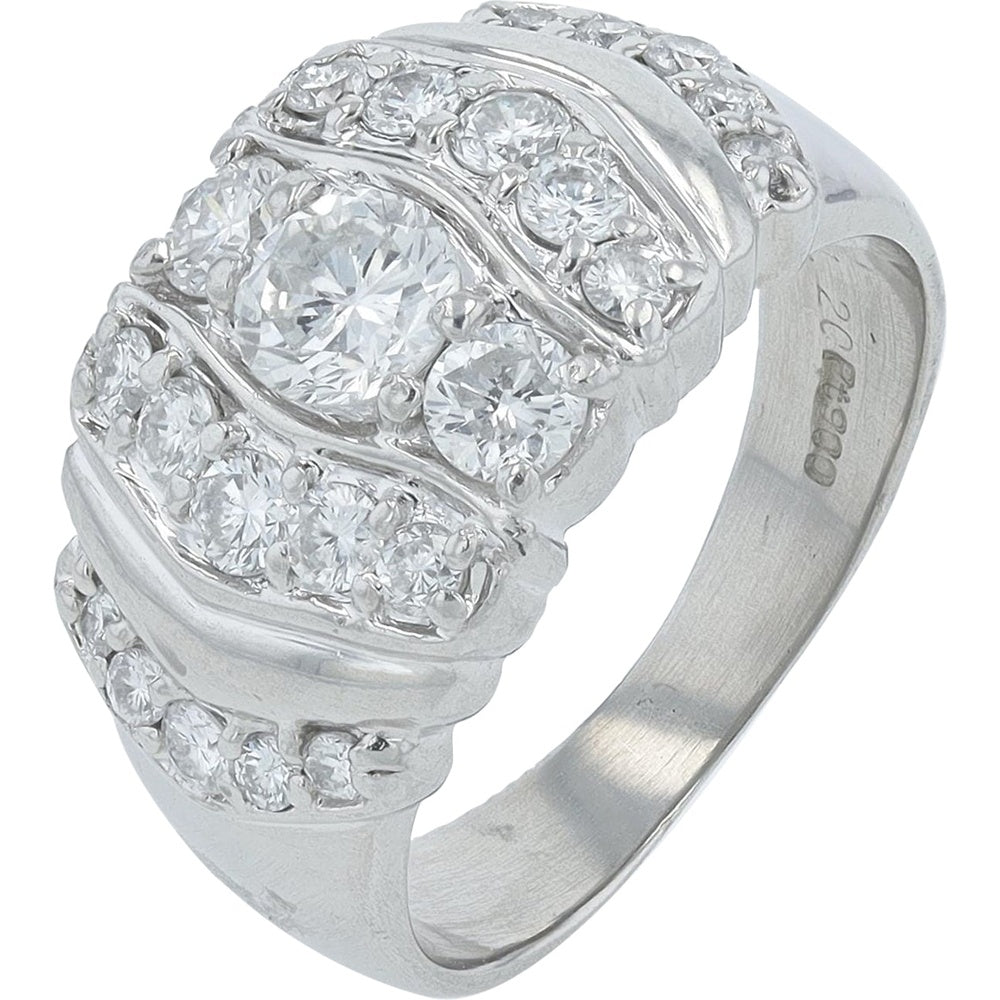 Platinum Diamond Band with Prong-Set Round Diamonds - 1.20 Carat Total Diamond Weight