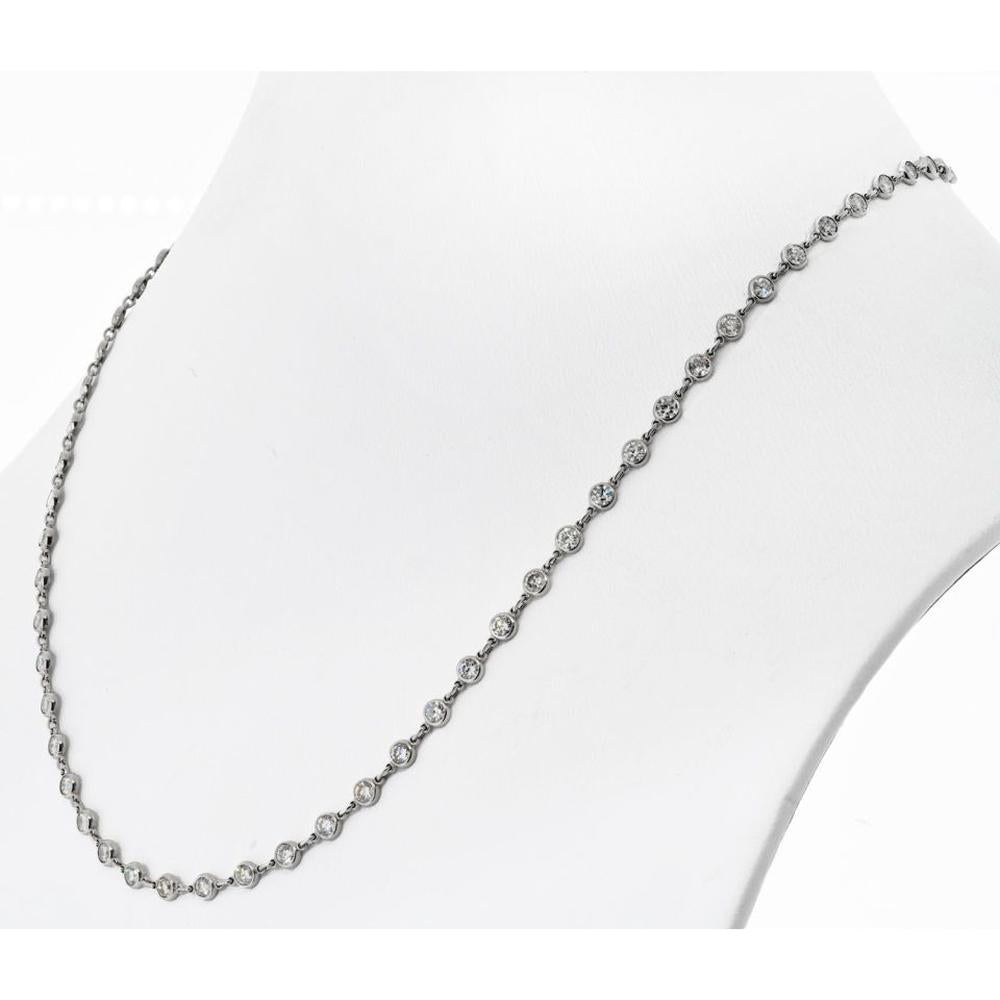 Platinum Diamond By The Yard Necklace with 6.11 Carats Total Diamond Weight