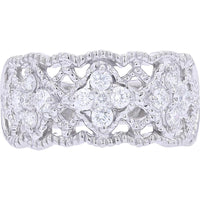 Platinum Diamond Cluster Band with Milgrain Detailing - 0.58 Carat Total Diamond Weight