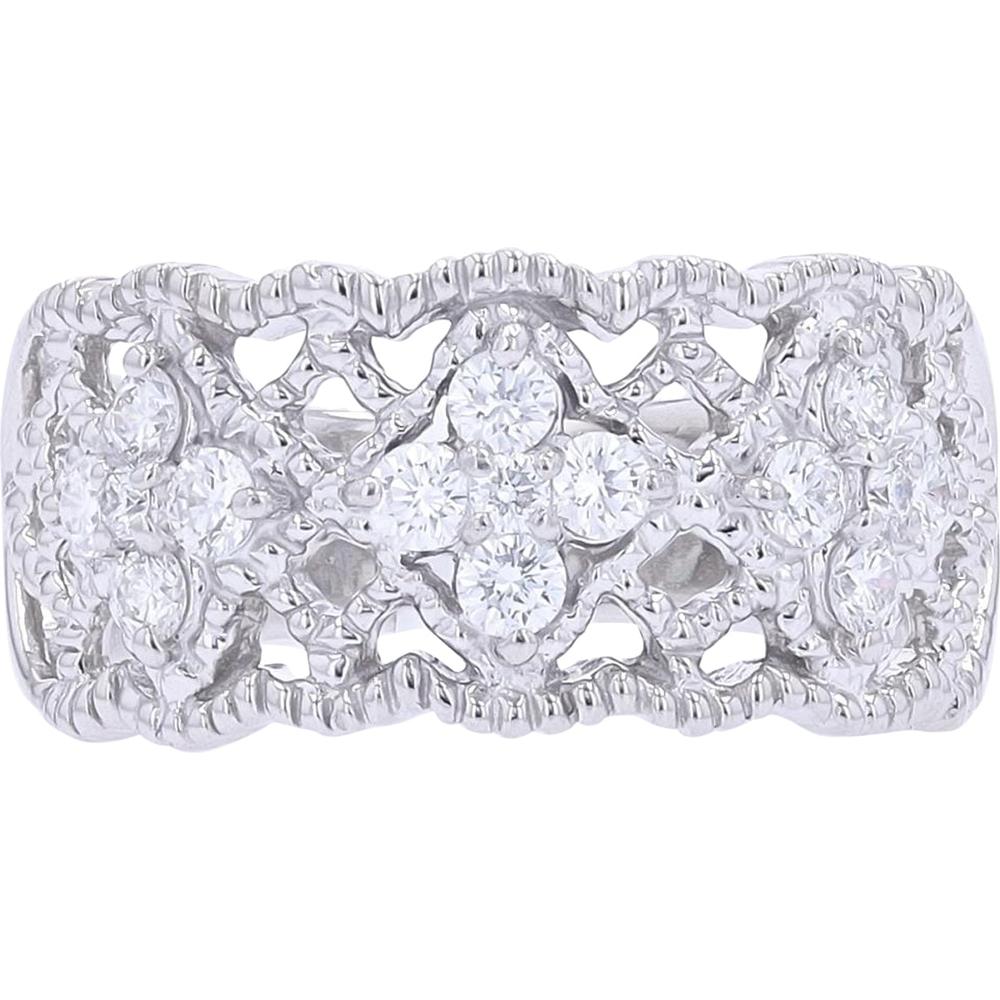 Platinum Diamond Cluster Band with Milgrain Detailing - 0.58 Carat Total Diamond Weight