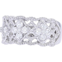 Platinum Diamond Cluster Band with Milgrain Detailing - 0.58 Carat Total Diamond Weight