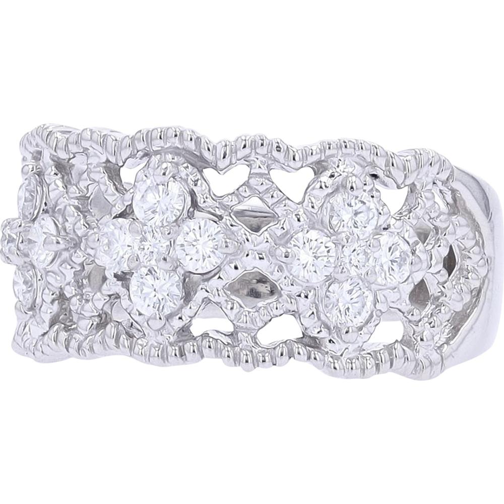 Platinum Diamond Cluster Band with Milgrain Detailing - 0.58 Carat Total Diamond Weight