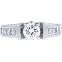 Platinum Diamond Engagement Ring - 1.75 Carat Total Diamond Weight