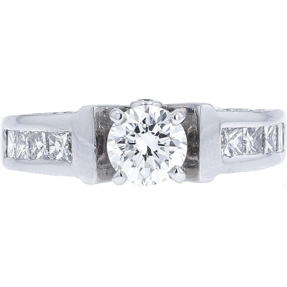 Platinum Diamond Engagement Ring - 1.75 Carat Total Diamond Weight