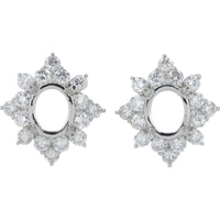 Platinum Diamond Halo Earring Semi-Mounts with 0.72 Carats Total Weight