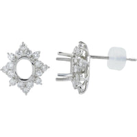 Platinum Diamond Halo Earring Semi-Mounts with 0.72 Carats Total Weight