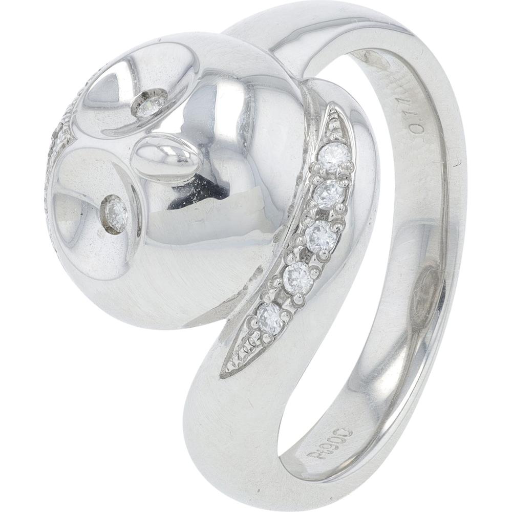 Platinum Diamond Owl Ring with 0.11 Carats of Diamonds