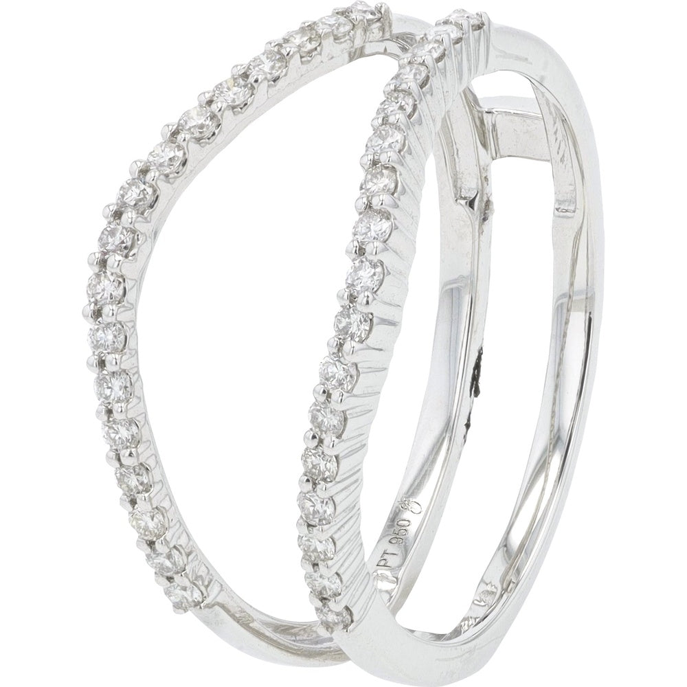 Platinum Diamond Ring Guard with Prong-Set Round Diamonds - 0.50 Carat Total Diamond Weight