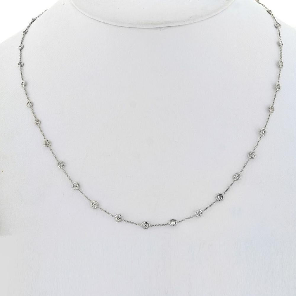 Platinum Diamond Station Necklace - 3.9 Carats Total Diamond Weight