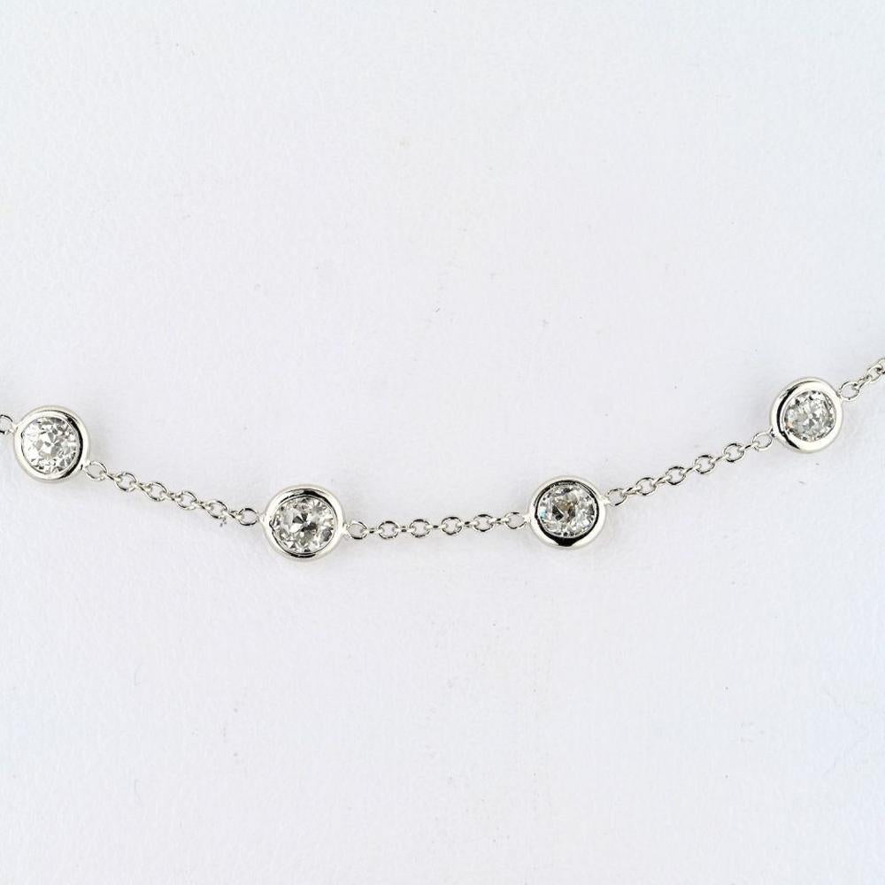 Platinum Diamond Station Necklace - 3.9 Carats Total Diamond Weight