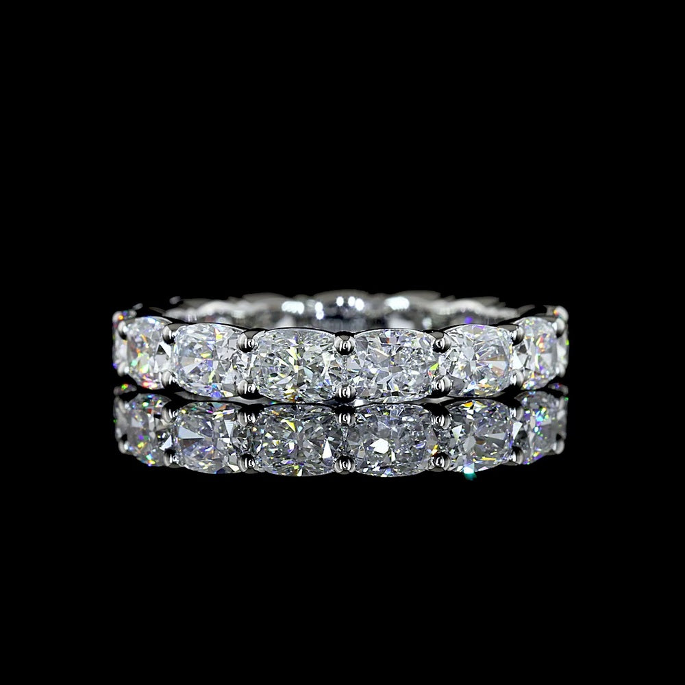 Platinum East-West Cushion Cut Lab Diamond Eternity Band - 3.04 Carat Total Diamond Weight, 15 Stones E-F Color VS Clarity - Covaloro Fine Jewelry