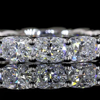 Platinum East-West Cushion Cut Lab Diamond Eternity Band - 3.04 Carat Total Diamond Weight, 15 Stones E-F Color VS Clarity - Covaloro Fine Jewelry