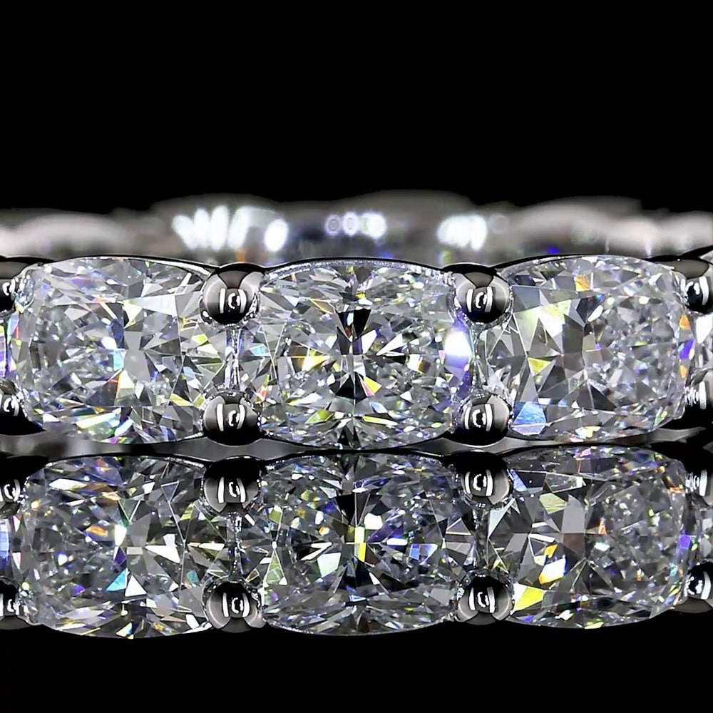 Platinum East-West Cushion Cut Lab Diamond Eternity Band - 3.04 Carat Total Diamond Weight, 15 Stones E-F Color VS Clarity - Covaloro Fine Jewelry