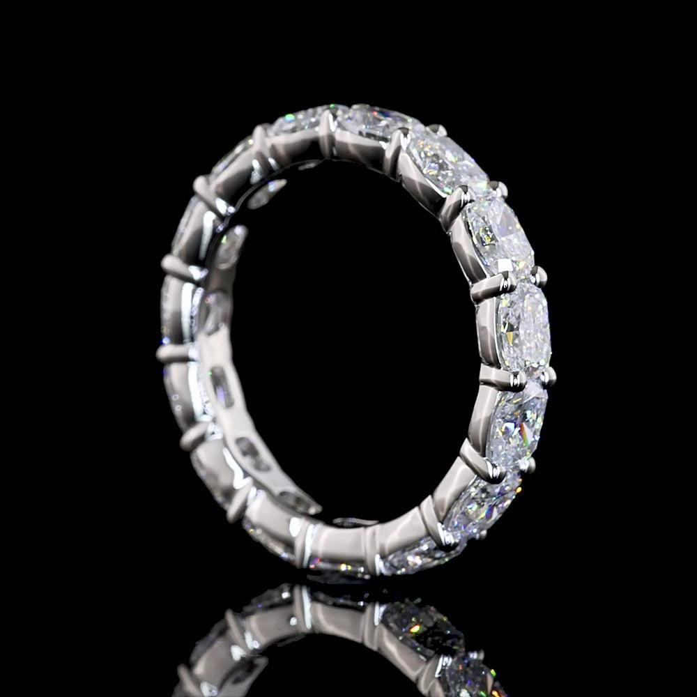 Platinum East-West Cushion Cut Lab Diamond Eternity Band - 3.04 Carat Total Diamond Weight, 15 Stones E-F Color VS Clarity - Covaloro Fine Jewelry