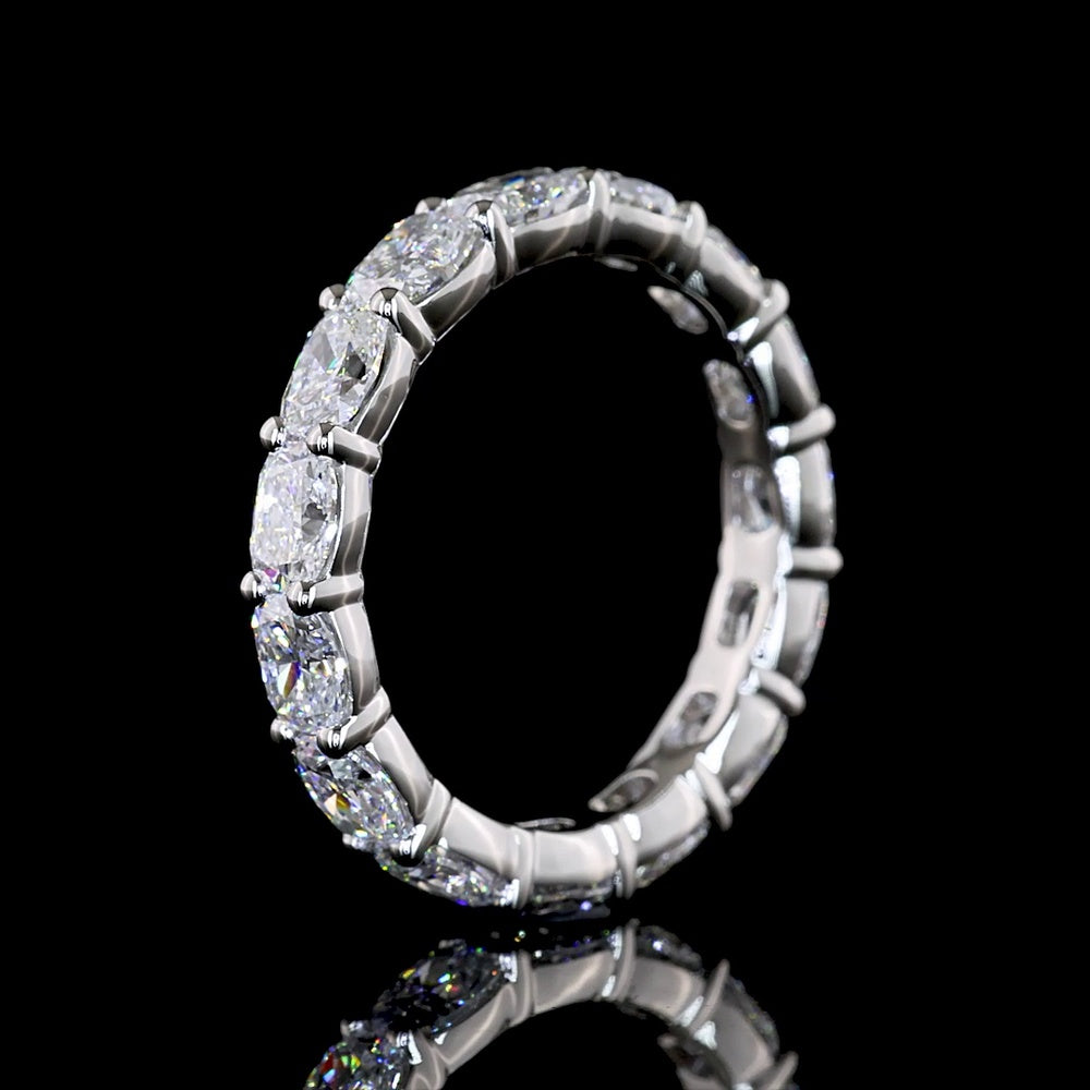 Platinum East-West Cushion Cut Lab Diamond Eternity Band - 3.04 Carat Total Diamond Weight, 15 Stones E-F Color VS Clarity - Covaloro Fine Jewelry