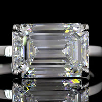Platinum East-West Emerald Cut Lab Diamond Solitaire Ring - 3.06 Carat E VVS2 IGI Certified - Covaloro Fine Jewelry