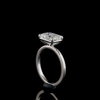 Platinum East-West Emerald Cut Lab Diamond Solitaire Ring - 3.06 Carat E VVS2 IGI Certified - Covaloro Fine Jewelry